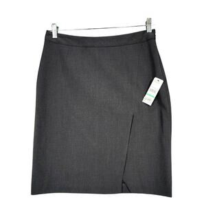Laundry Shelli Segal Pencil‎ Skirt 8 Women Charcoal Gray 30x22 Stretch Zip NEW
